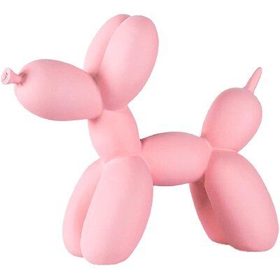 Hand carved and painted, special and modern Ornament for porch, living room, study, bedroom and office | Red Barrel Studio® Decorative Balloon Dog Statues Resin in Pink, Size 7.08 H x 3.54 W x 8.26 D in | Wayfair | Home Decor Balloon Dog Figurine, Ballon Dog Decor, Balloon Dog Statue, Ballon Animal, Ballon Dog, Ballon Decoration, Dog Balloon, Room Ornaments, Dog Pottery