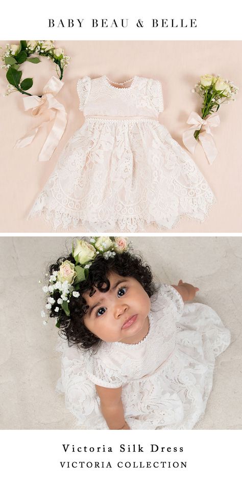 Victoria Silk Flower Girl Dress - Flower Girl Dresses by Baby Beau & Belle - Baby Flower Girl Bautizo Dress Baby Girl, Bautizo Ideas Girl Dress, Baptism Girl Dress, Baptismal Dress For Baby Girl, Baby Girl Christening Dresses, Victoria Dresses, Baptism Dress Baby, Baby Dedication Party, Baby Flower Girl Dress