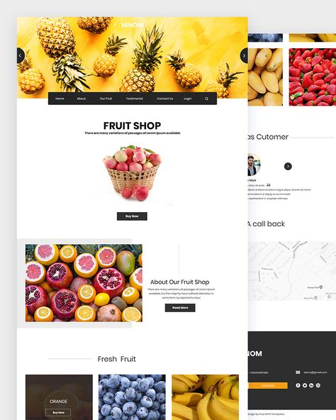 Ninom – Free Fruit Shop HTML Template is an e-commerce Shop HTML template ideal for fruit or vegetable market, shopping, grocery, food, wholesale market, and similar other business websites. Fruit Website Design, Fresh Moodboard, Free Ecommerce Website, Organic Food Shop, Healthcare Website, Vegetable Market, Food Web Design, Fruit Or Vegetable, Movie Site