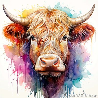 Highland Cow Tattoo, Watercolor Highland Cow, Scottish Animals, Cow Paintings, Highland Cow Painting, Soulful Eyes, Highland Cow Art, Visual Presentation, Cow Colour