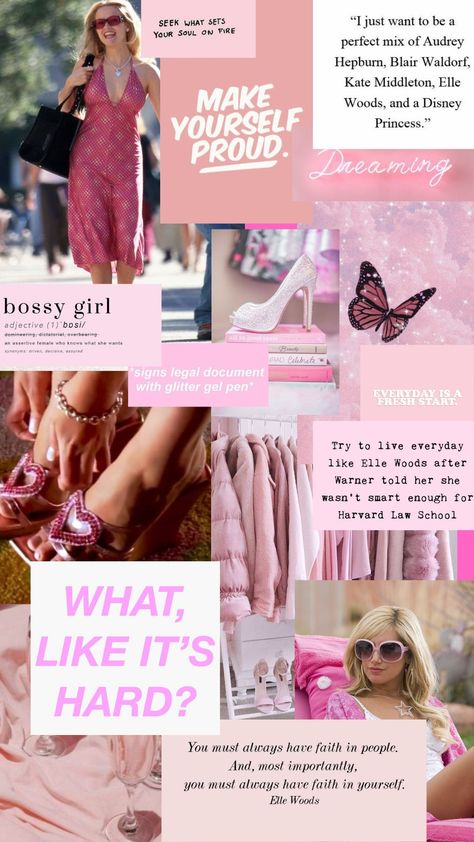 How To Live Like Elle Woods, You Must Always Have Faith In Yourself Elle Woods, Elle Woods Room Aesthetic, Legally Blonde Fashion, Elle Woods Vibes, Legally Blonde Quotes Wallpaper, Girly Lawyer Aesthetic, How To Be Elle Woods, What Like Its Hard Wallpaper