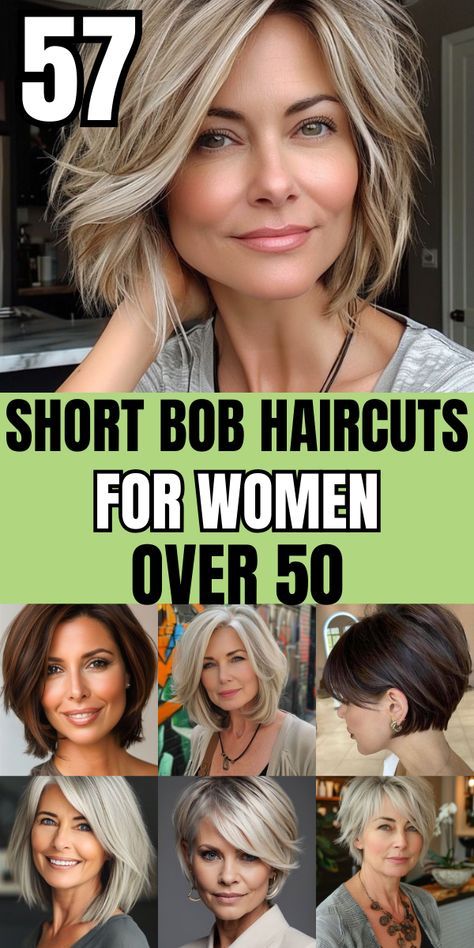 Ready for a bold change? Discover the best very short hairstyles for women over 50, including edgy pixie cuts and chic bobs that redefine style. #ShortHairstyles #PixieCuts #BobHaircuts #WomenOver50 Stacked Bob Haircut For Fine Hair Bangs, Choppy Messy Hair, 50 Bob Hairstyles Over 50, Short Rockabilly Hairstyles For Women, Short Bobs For Thick Wavy Hair, Ladies Bob Hairstyles, Overcut Hairstyle Woman, Short To Medium Hairstyles For Women, 50 Year Old Bob Hairstyle