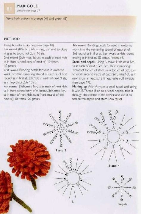 Crochet Marigold, Crochet Flower Blanket, Crochet Bouquet, Flower Blanket, Crochet Plant, Crochet Flower Patterns, Crochet Diagram, Applique Patterns, Crochet Rug