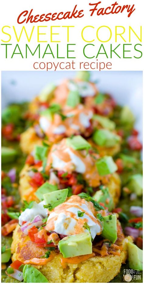 Sweet Corn Tamale Cakes Recipe – The Cheesecake Factory Copycat Recipe | Copycat Recipe | Appetizer Recipe Sweet Corn Tamale Cakes, Corn Tamale Cakes, Tamale Cakes, Cheesecake Factory Copycat, Corn Tamales, Cheesecake Factory Recipes, Corn Cakes, Copycat Restaurant Recipes, Cake Factory