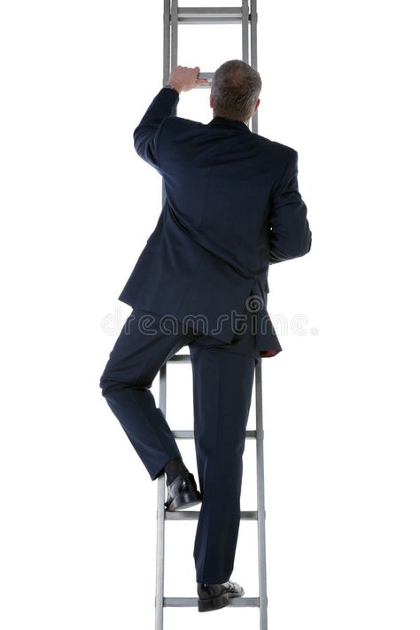 Photo about Rear view of a businessman wearing a blue suit climbing a ladder isolated on a white background. Image of ladder, businessman, person - 8490148 Man In Suit, Ap Drawing, Anatomy Bones, Climbing Ladder, Cuban Art, Pink Background Images, Human Reference, Shadow Pictures, A Ladder