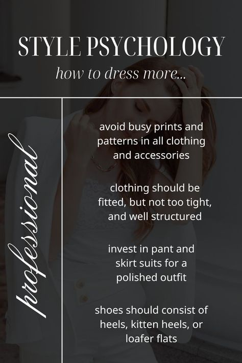 In the world of business, first impressions count. Dressing professionally is an art in itself and understanding fashion psychology can be your secret weapon. Discover fashion psychology tips to elevate your professional wardrobe, style impressive professional outfits, and become a style icon in your workspace. Unleash the power of style and make sure your wardrobe speaks volumes for your success. Chic Work Wear, Boutique Style Closet, Fashion Psychology, Casual Neutral Outfits, Outfit Staples, Professional Heels, Psychology Tips, Workwear Chic, Capsule Wardrobe Casual