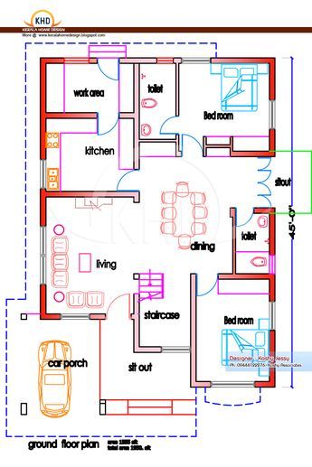 1200sq Ft House Plans, Bungalow House Floor Plans, 1200 Sq Ft House, 1500 Sq Ft House, Modern House Floor Plans, House Plans With Photos, Indian House Plans, Open House Plans, Plans Architecture