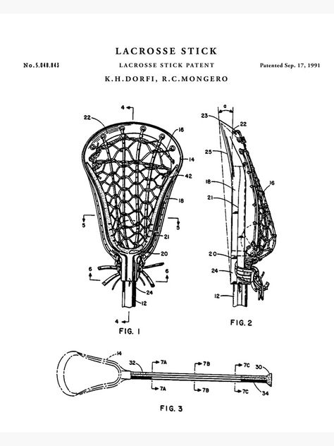 "Lacrosse Patent Drawing Blueprint" Poster by Vintago | Redbubble Unc Lacrosse, Lacrosse Posters For Games, Uni Flat, Stick Drawings, Lacrosse Sticks, Flat Decor, Womens Lacrosse, Patent Drawing, Inexpensive Gift