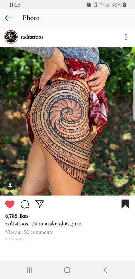 Glute Tattoos For Women, Tattoo Hips Women, Tamoko Maori Design Thigh, Polynesian Leg Tattoos Women, Samoan Tattoo Women Thigh, Polynesian Hip Tattoo, Thigh Cuff Tattoo, Polynesian Hip Tattoos Women, Tattoo Freedom