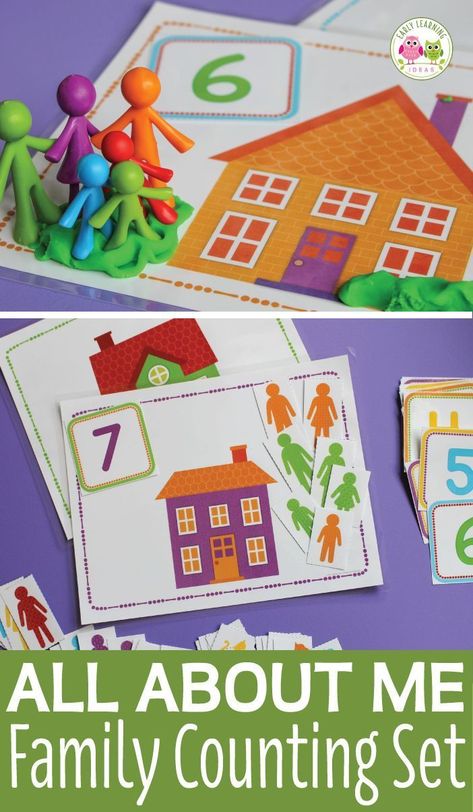 For your all about me theme, family theme, or Thanksgiving theme units. Kids can practice counting, sorting, simple addition, comparing quantities, etc. as they talk about families and homes. Use with plastic family counters or use with the printable counters. A great hands-on math activity for individual or small group activities in preschool, pre-k, TK, or kindergarten. Family Preschool Activities, Family Preschool, All About Me Theme, Preschool Family Theme, Family Activities Preschool, Preschool Family, Thanksgiving Activities Preschool, Preschool Math Games, Thanksgiving Games For Kids