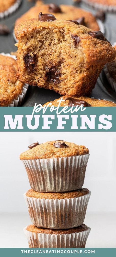 These Healthy Protein Muffins are the perfect nutritious breakfast! Gluten/dairy free and packed with protein, they're delicious + easy to make! Great for kids and adults - these gluten free muffins are easily customized and so yummy! Healthy Peanut Butter Banana Muffins, Resep Muffin, Banana Protein Muffins, Peanut Butter Muffins, Healthy Banana Muffins, Peanut Butter Banana Muffins, Broma Bakery, Bolo Fit, Protein Muffins