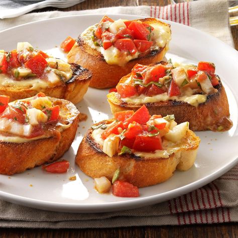 Bruschetta from the Grill Recipe -Dijon mustard, mayonnaise and oregano make a savory spread for chopped tomatoes, garlic and fresh basil in this fun twist on a favorite appetizer. This grilled bruschetta gets rave reviews every time I serve it. —Mary Nafis, Chino, California Biscuits Gravy, Grilled Bruschetta, Grilled Bread, Bruschetta Recipe, Brown Lentils, Biscuits And Gravy, Favorite Appetizers, Appetizer Dips, Taste Of Home