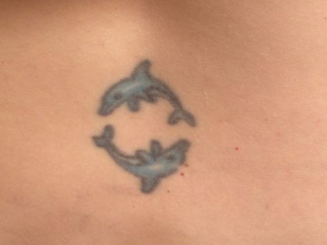 My dolphin tattoo from 1993! I'm looking for ideas to pretty it up. Colon Tattoos, Colon Tattoo, Dolphin Tattoo, Dolphins Tattoo, Semi Colon, Semicolon Tattoo, Print Tattoos, Paw Print Tattoo, Dolphins