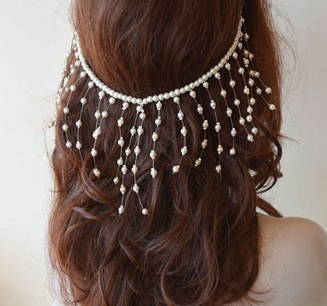 Bridal Rhinestone Headpiece, Wedding Halo Headpiece, Bridal Head Chain, Pearl Wedding Headband, Pearl Wedding Accessories, Pearl Headpiece Wedding, Pearl Headband Wedding, Halo Headpiece, Wedding Halo