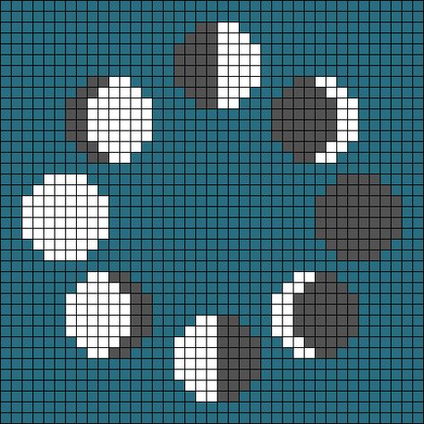 Alpha pattern #42522 variation #86557 | BraceletBook Moon Phases Crochet Pattern, Moon Phases Pixel Art, Small Pixel Art Grid, Crochet Alpha Patterns, Grid Ideas, Pixel Grid, Space Tapestry, Xmas 2024, Pixel Art Grid