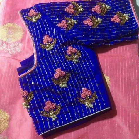 Pink Blouse Designs, Blue Blouse Designs, Aari Design, Blouse Designs Catalogue, Cutwork Blouse Designs, Blouse Design Images, Wedding Blouse Designs, Blouse Designs Indian, Simple Blouse Designs