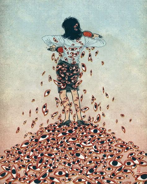 Feminist ♀ on Instagram: “"Dusting Off the Male Gaze" by Yuko Shimizu // Sadly, I'm sure this resonates with almost all the women seeing this post. Don't you wish…” The Male Gaze Artwork, The Male Gaze Illustration, The Male Gaze Aesthetic, Male Gaze Artwork, Male Gaze Photography, Misogyny Illustration, Sexism Painting, Male Gaze Aesthetic, Slp Aesthetic