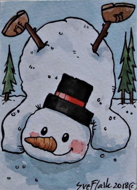 Upside Down Snowman, Snowman Drawing, Christmas Sketch, Class Projects, Tole Painting, Gouache Painting, Pen Drawing, Jingle Bells, Christmas Snowman