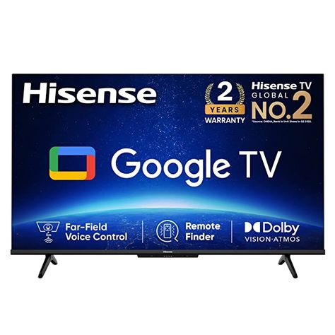 Hisense 126 cm (50 inches) Bezelless Series 4K Ultra HD Smart LED Google TV 50A6H (Black) Hisense Smart Tv, Google Tv, Sports Room, Blu Ray Player, Dolby Atmos, Voice Control, Gaming Console, Led Tv, Dual Band