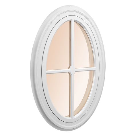 AWSCO Oval Replacement Window (Rough Opening: 21.75-in x 34-in; Actual: 23.75-in x 36-in) Exterior Trim Ideas, Window Mullions, Accent Window, Window Grids, Window Dimensions, Exterior Window, Oval Window, Colonial Interior, Traditional Windows