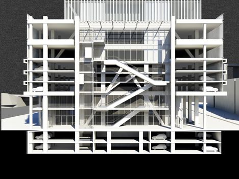 Perspective Atrium Section - OMA completes De Rotterdam building Atrium Section, Oma Architecture, Vertical City, Rem Koolhaas, Architectural Model, Arch Model, Architectural Section, Building Section, Residential Apartments