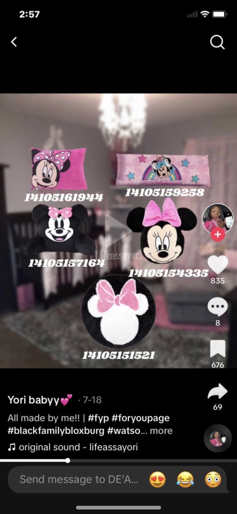 Mickey Mouse Decals Bloxburg, Minnie Mouse Codes For Bloxburg, Bloxburg Minnie Mouse Room, Bed Codes Bloxburg, Bloxburg Minnie Mouse Decals, Baby Room Decals Bloxburg, Minnie Mouse Decal Codes Bloxburg, Bloxburg Toddler Room, Bloxburg Bed Frame Decals