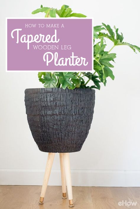 Give your resident house plant some mid-century legs to stand on by creating this planter in one afternoon. DIY instructions here: http://www.ehow.com/how_12343729_make-tapered-wooden-leg-planter.html?utm_source=pinterest.com&utm_medium=referral&utm_content=freestyle&utm_campaign=fanpage Furniture Flipping, Diy Gardening, Plant Stands, Room With Plants, Wooden Leg, Diy Planters, Plastic Pots, House Plant, Flipping Furniture