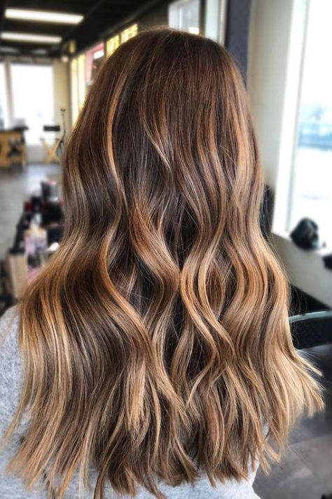 Golden Balayage | It's like an espresso shot for dull brown hair. Now that we’re officially on the cusp of transitioning from beach days to game days, we’re in the mood to swap out our sunny summer strands for a dose of warm fall color. Stand aside, pumpkin spice, because there’s a new caffeinated color trending for fall: cold brew hair. That’s right, we’re ready to step into the season by taking a long, cool sip of this warm brunette shade that offers dull brown strands a major pick-me-up. Cold Brew Hair, Golden Balayage, Hair Refresh, Winter Hair Color Trends, Ulzzang Hair, Nails Pastel, Brown Hair Shades, Blonde Asian, Ombré Hair