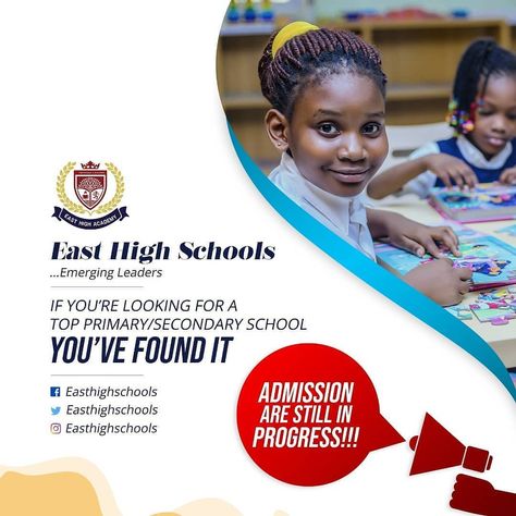 Admission is still in Progress. . . . . . . . . . . . . .  #easthighowerri  #easthighschools  #owerrischools #schoolsinowerri… East High School, School Posters, High School, Quick Saves