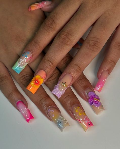 Nail inspo Nail Inspo Crazy Designs, Colourful Square Nails, Mix Match Nails Summer, Christmas Summer Nails, Nail Inspo Multicolor, Mix Match Nail Designs, Nail Poses, Mix Match Nails, Shop Press