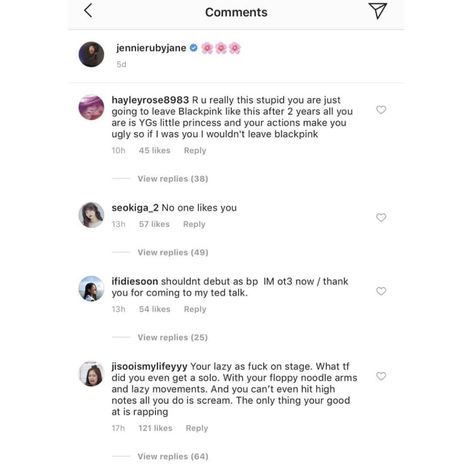 Jennie Hate Comments, Blackpink Haters, Blackpink Members, Pink Instagram, Black Pink Instagram, Thank You For Coming, Jennie Kim, Kpop Idols, Kpop Idol