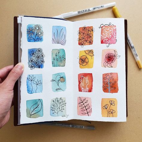 Doodle On Watercolor, Gold Ink Art, Ink And Watercolor Art, Watercolor Doodles, Kunstjournal Inspiration, Arte Doodle, Watercolor Art Journal, Watercolor Journal, Watercolor Bookmarks