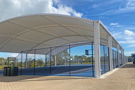 Case Study | St Columba College Tensosport Canopy | MakMax Australia Outdoor Rooftop, Pvc Canopy, Pickleball Courts, St Columba, Sports Court, Playground Areas, Car Shade, School Campus, Pickleball Court