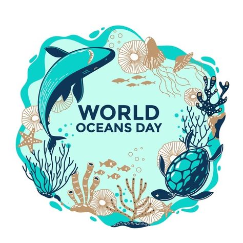 Hand drawn world oceans day concept | Free Vector #Freepik #freevector #hand #nature #fish #world Earth Day Drawing, World Ocean Day, World Oceans Day, Ocean Illustration, Baby Boy Newborn Photography, Watercolor Whale, Ocean Day, Cute Whales, Underwater Creatures