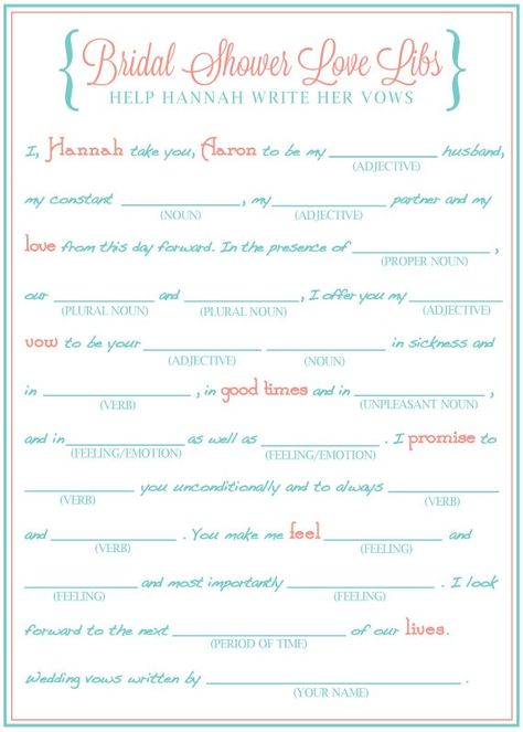 10 Wedding Shower Ideas That Are Funny, Unique, And Actually Enjoyable Mad Libs Funny, Funny Mad Libs, Bridal Shower Mad Libs, Wedding Cards Keepsake, Funny Wedding Vows, Bridal Shower Games Funny, Wedding Games For Guests, Funny Wedding Cards, Fun Bridal Shower Games