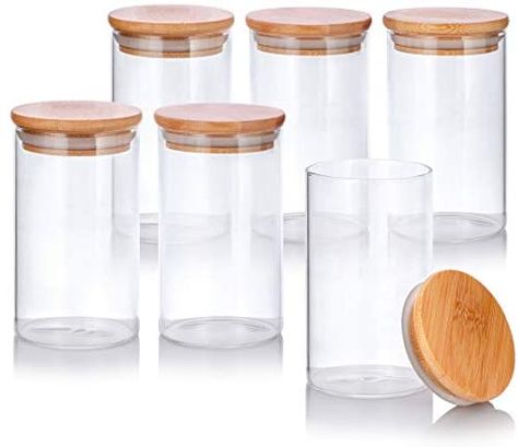 Jars With Wooden Lids, Glass Jars With Lids, Clear Glass Jars, Glass Storage Jars, Food Jar, Cute Kitchen, Storage Jar, Glass Storage, Pantry Organization