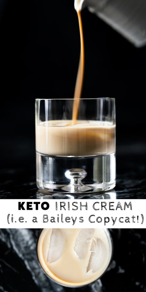 Keto Irish Cream (i.e. a Baileys Copycat!) #keto #ketorecipes #ketodiet #irishcream #sugarfree #lowcarb Low Point Baileys Irish Cream, Low Carb Baileys Irish Cream, Keto Irish Cream Recipe, Keto Baileys Irish Cream Recipe, Keto Baileys Irish Cream, Keto Drinks Alcohol, Diy Baileys Irish Cream, Homemade Baileys Irish Cream, Baileys Irish Cream Recipes