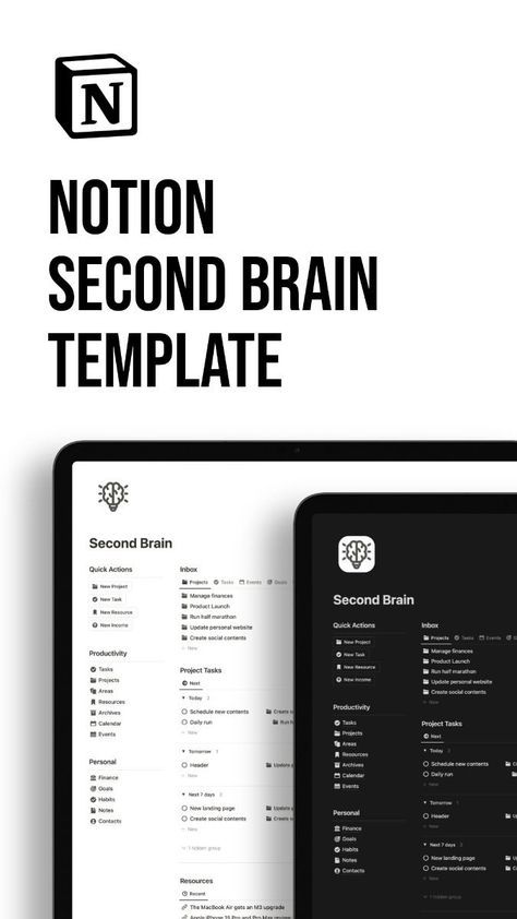 Organize everything in one place with the Notion Second Brain template.  Take control of your tasks, projects, finances, contacts, events, resources, notes, habits, and goals all in one unified hub. Keep everything connected and managed effortlessly. Brain Template, Study Planner Free, Notion Second Brain, Study Planner Printable Free, Notion Inspiration, Task Calendar, Brain System, Second Brain, Study Planner Printable