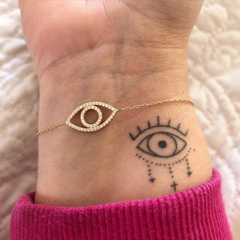 Evil Eye Tattoo On Hand, Eye Tattoo Ideas Realistic, Simple Evil Eye Tattoo, Eye Tattoo Placement, Evil Eye Tattoo For Women, Protection Tattoos For Women, Intuition Eye, Intuition Eye Tattoo, Tattoo Ideas Realistic