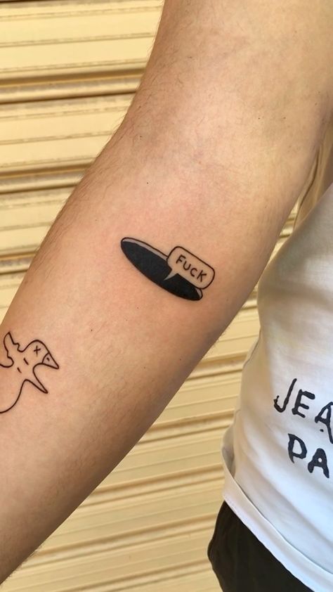 Linework Tattoos Men, Funny Tattoos For Men Hilarious, Tattoo Ideas For Men Small Simple, Funny Small Tattoos For Guys, Best Tattoos For Men Ideas Unique, The Boys Tattoo, High Life Tattoo, Flipping Off Tattoo, Mens Tattoo Designs Drawing