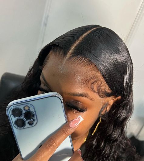 Fluffy Edges, Wig Middle Part, Hair Threading, Protective Hairstyles Braids, Pretty Hair Color, Hair Advice, Women's Wigs, Dope Hairstyles, Business Hairstyles