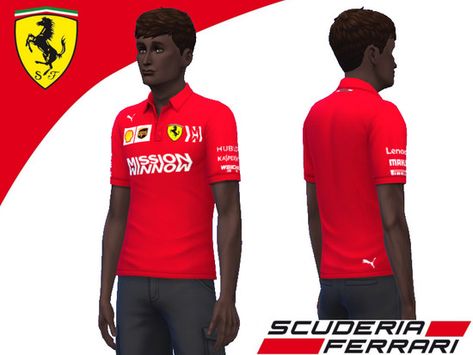 Sims 4 Formula 1 Cc, F1 Sims 4 Cc, Ferrari F1 Team, Sims 4 Male Clothes, Ferrari Jacket, Sims 4 Challenges, Tshirt Polo, Character Wardrobe, Cc Mods