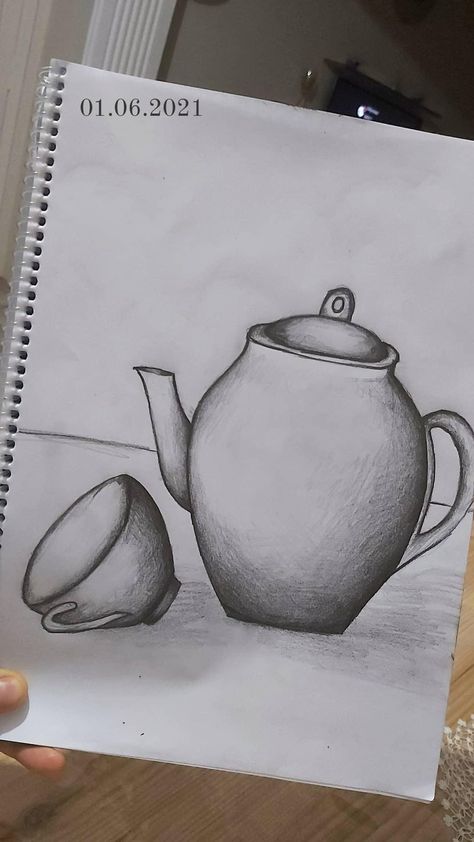 Pencil Shading Art For Beginners, Still Nature Drawing, Simple Pencil Shading Drawings, Still Life Pencil Shading Easy, Easy Still Life Drawing Pencil Sketch, Still Life Sketch Easy, Still Life Drawing For Beginners, Drawings Pencil Easy, Sketching Still Life