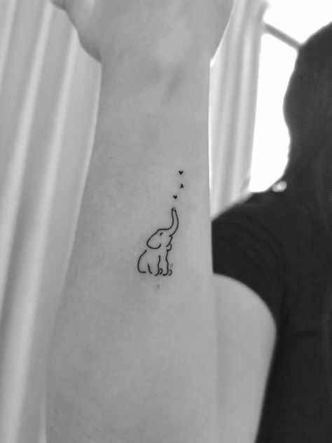 Simple Elephant Tattoo, Tiny Elephant Tattoo, Small Pretty Tattoos, Tattoo Shirts, Elephant Tattoo, Small Hand Tattoos, Elephant Tattoos, J K Rowling, Discreet Tattoos