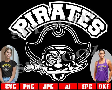 Pirates Svg, Pirate Svg, Amazon Merch, Spirit Shirts, School Logo, School Png, Team Shirts, Silhouette Studio, Art Images