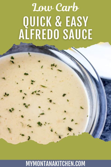 This easy, healthy, low carb Alfredo Sauce will be ready in less than 15 minutes and uses only six ingredients. With a base of heavy cream and nourishing bone broth that's seasoned with freshly minced garlic, it's so savory and delicious, you're guaranteed to discover a new family favorite. Low Carb Alfredo Sauce, Low Carb Alfredo, Best Alfredo Sauce Recipe, Montana Kitchen, Parmesan Cream Sauce, Healthy Low Carb, Homemade Alfredo, Alfredo Sauce Recipe, Low Carb Pasta