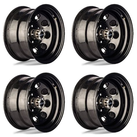 Set 4 15" Vision 85 Soft 8 Gloss Black Steel Wheels 15x10 5x4.5 -39mm 5 Lug Rims · $363.02 Jeep Wrangler Rims, Black Chrome Wheels, Weld Wheels, Ford Jeep, Jimny Suzuki, Truck Rims, Vossen Wheels, Rims And Tires, Rims For Cars