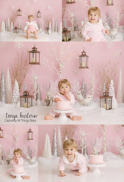 Onederland Photo Shoot, Winter Onederland Photo Shoot, Sitter Photography, Cake Smash Theme, Onederland Birthday Party, Smash Cake Girl, 1 Year Birthday, Winter Photoshoot, Winter Onederland