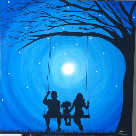 Painting Of Family Abstract, Family Acrylic Painting Ideas, Mommy Daughter Painting Ideas, Family Silhouette Painting, Panting Photo Home, Family Canvas Painting Ideas, Maternity Painting, Mom Drawing, Family Sketch