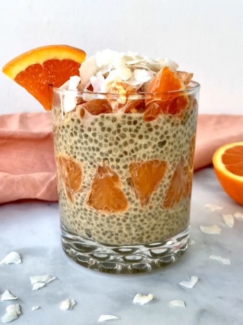 Orange Coconut Chia Pudding – What's Cooking with Kelli Orange Chia Pudding, Chai Pudding, Chia Pudding Vegan, Coconut Chia Pudding, Coconut Chia, Sour Taste, Unsweetened Coconut, Breakfast Snacks, Chia Pudding